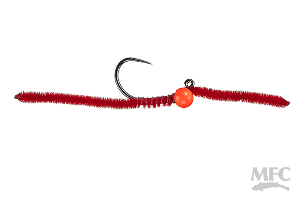 MFC Jig San Juan Worm- Red (Hot Orange Bead)