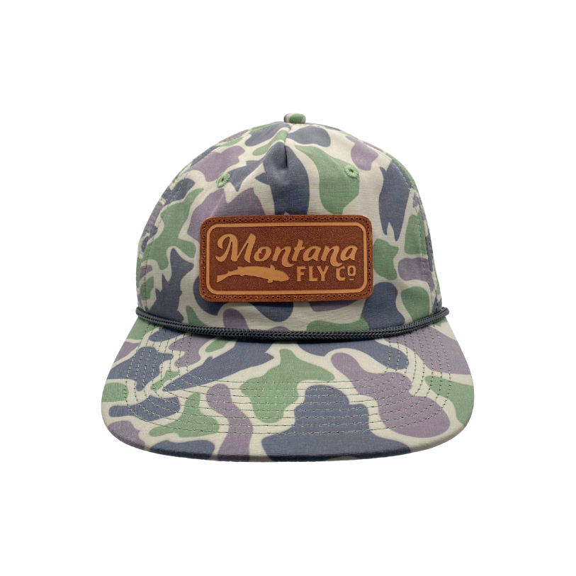 MFC Flatbill Snapback - Trout Camo Olive Retro Fish Logo