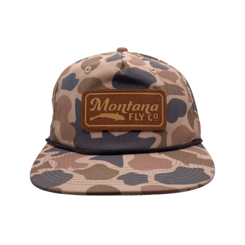 MFC Flatbill Snapback - Trout Camo Brown Retro Leather Logo