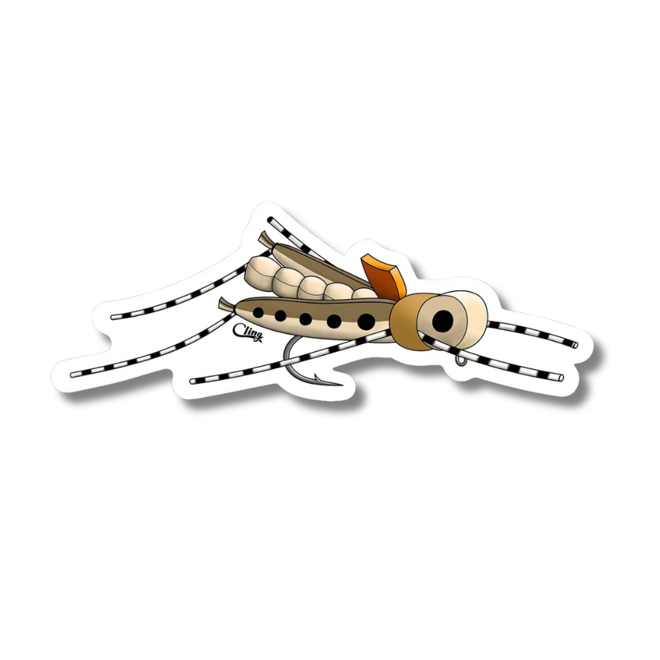 Cling Fishing Products Tan Grasshopper Decal