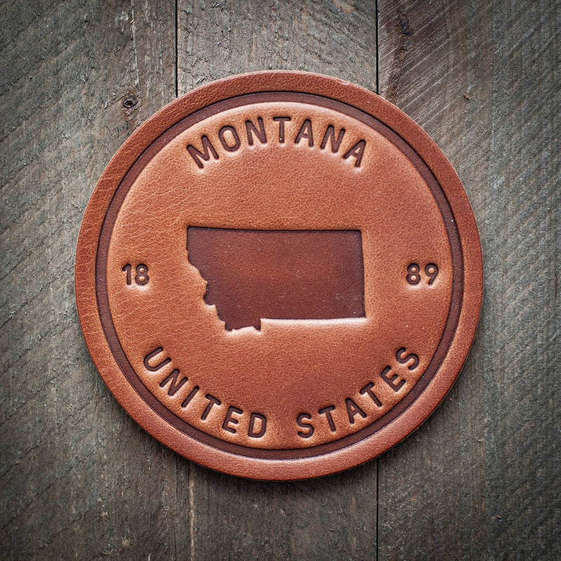 Load image into Gallery viewer, Sugarhouse Montana State Silhouette Premium Leather Coaster
