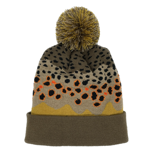 RepYourWater Brown Trout Skin Knit Pom Hat