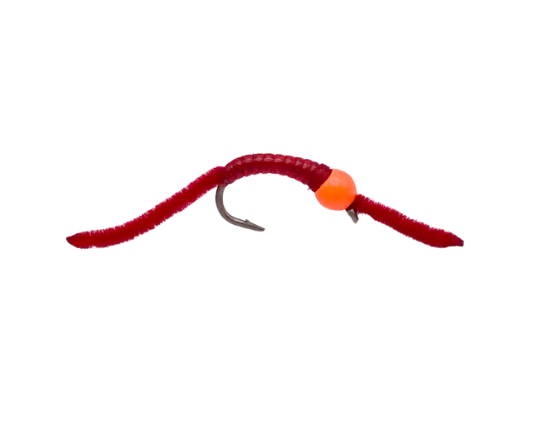 Red Worm Magic Thread Hot Bead Power Worm- Red – Blackfoot River Outfitters