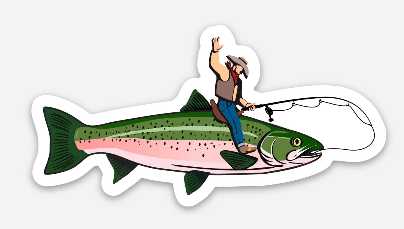 Save A Horse, Ride a Trout Cowboy Sticker