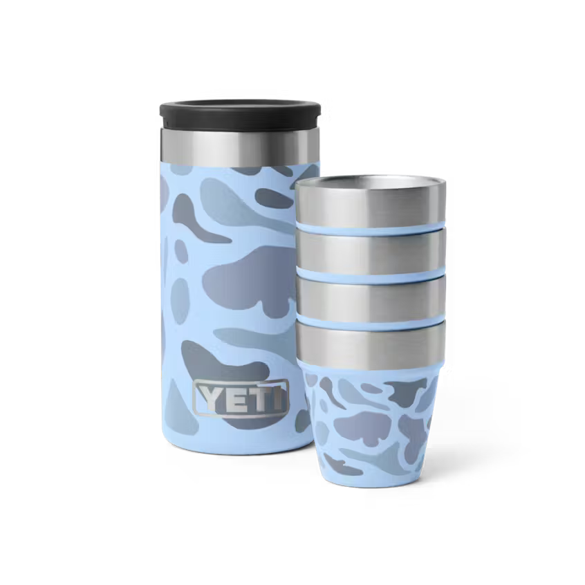 Yeti Shot Glasses & Case- Blue Camo
