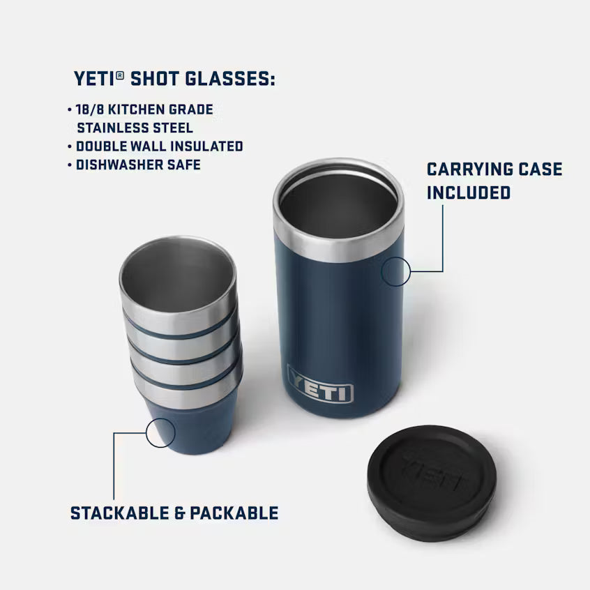 Yeti Shot Glasses & Case- Blue Camo