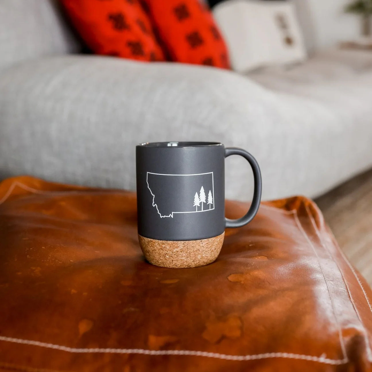 Montana Glassware-Tree Outline Cork Mug-Charcoal