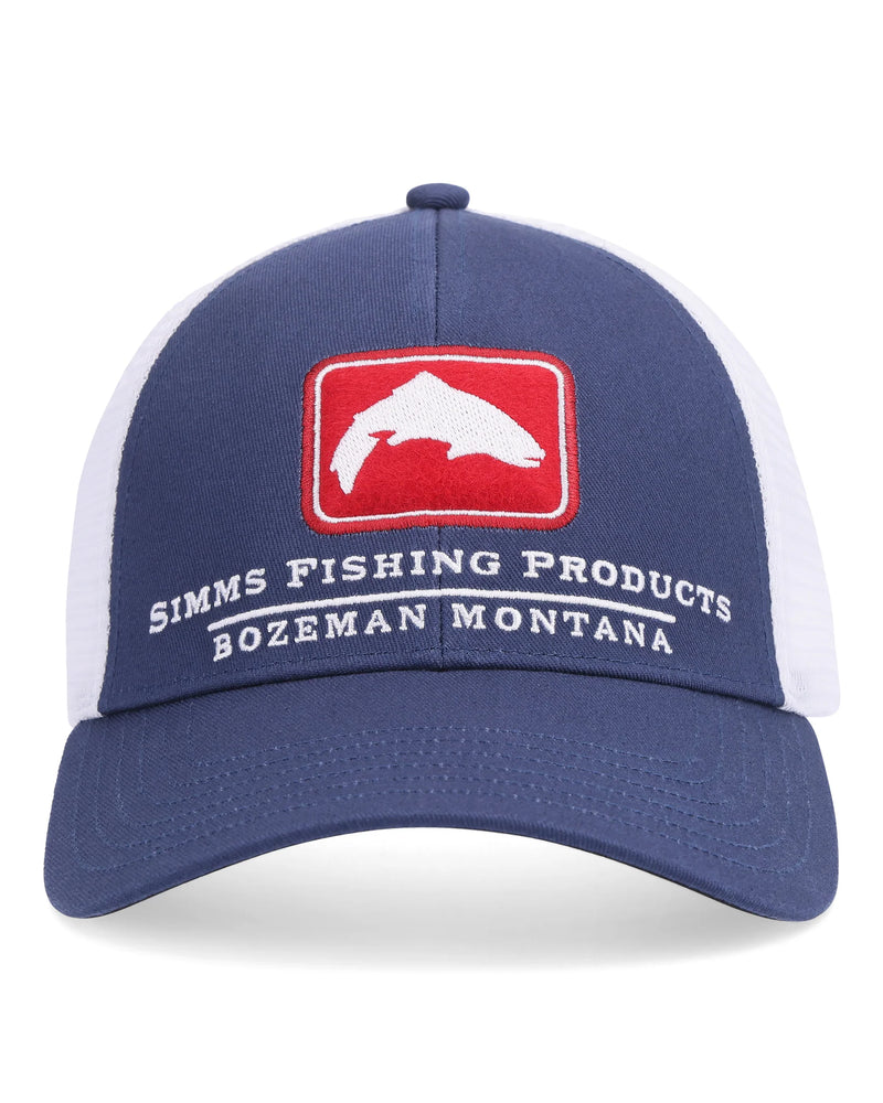 Simms Trout Trucker Hat Logo Ghost Camo Stone - Snake River Angler