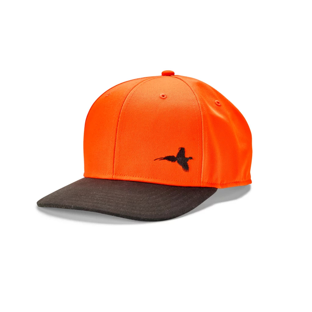 Orvis Solid Back Blaze Orange Pheasant Logo Hunting Cap