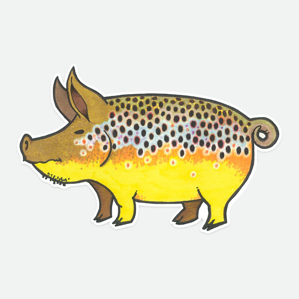 Remedy Pig Brown Trout Sticker