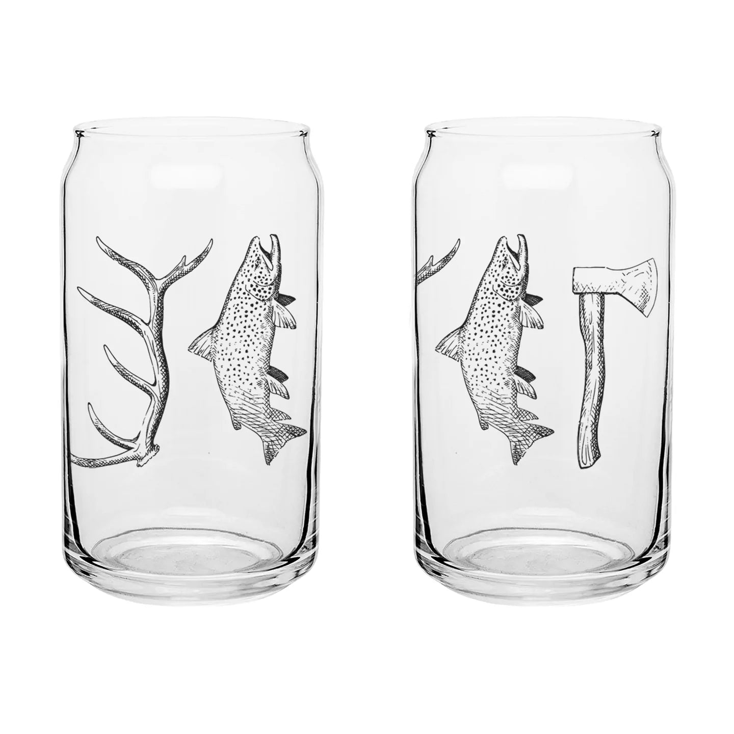 RepYourWater Hunt. Fish. Camp. Beer Can Glass