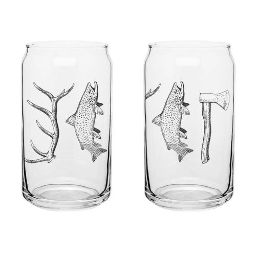 RepYourWater Hunt. Fish. Camp. Beer Can Glass