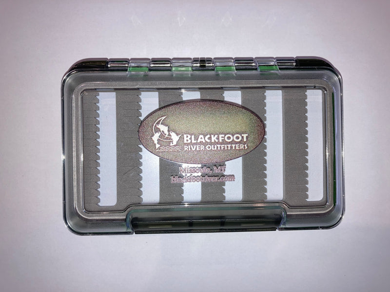 Load image into Gallery viewer, MFC Waterproof Fly Box Blackfoot River Outfitters Logo

