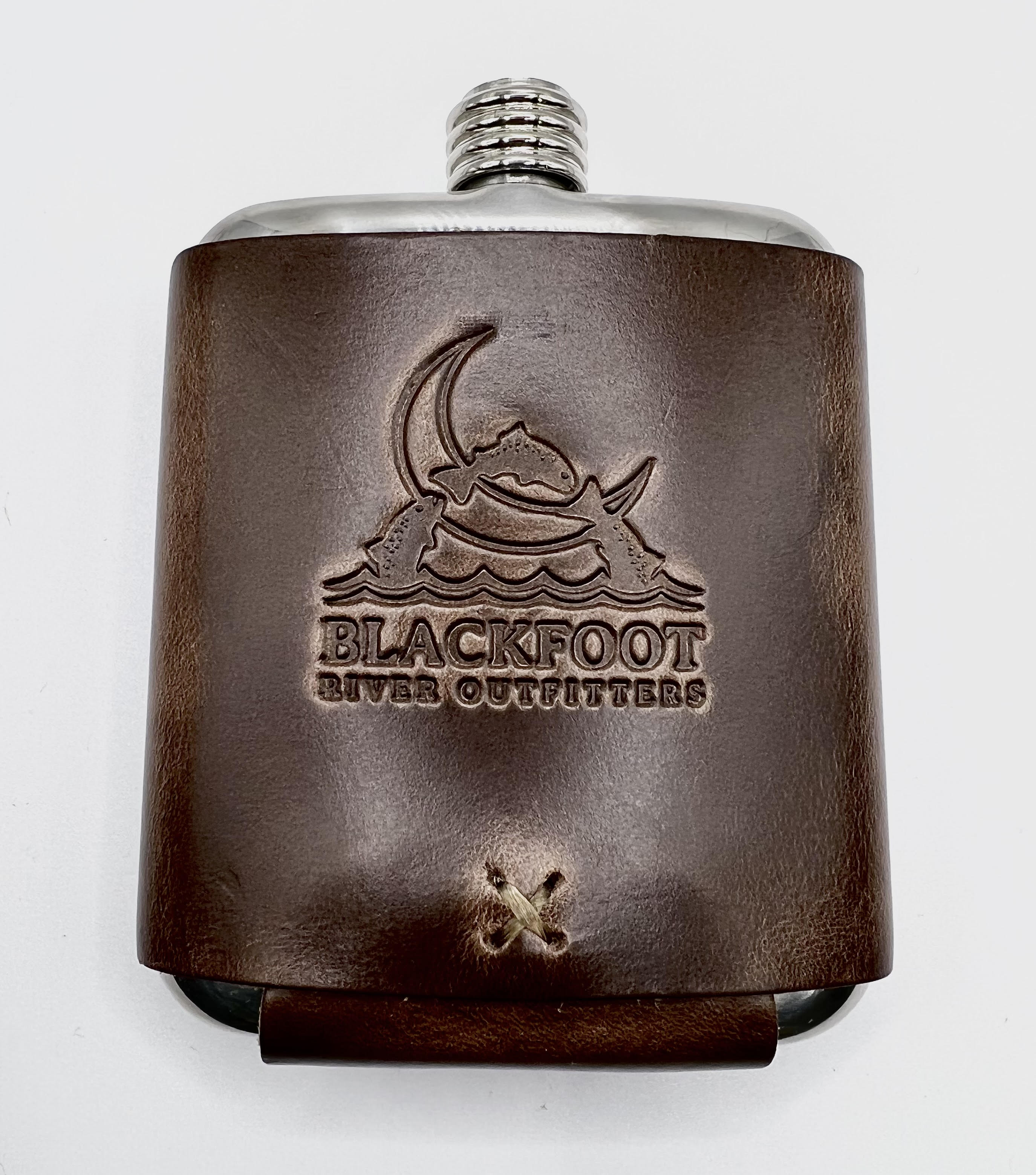 Whiskey Leatherworks BRO Logo Stillwater Stainless Flask